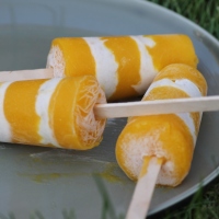 Mango and passion fruit ice lollies (Sugar free)